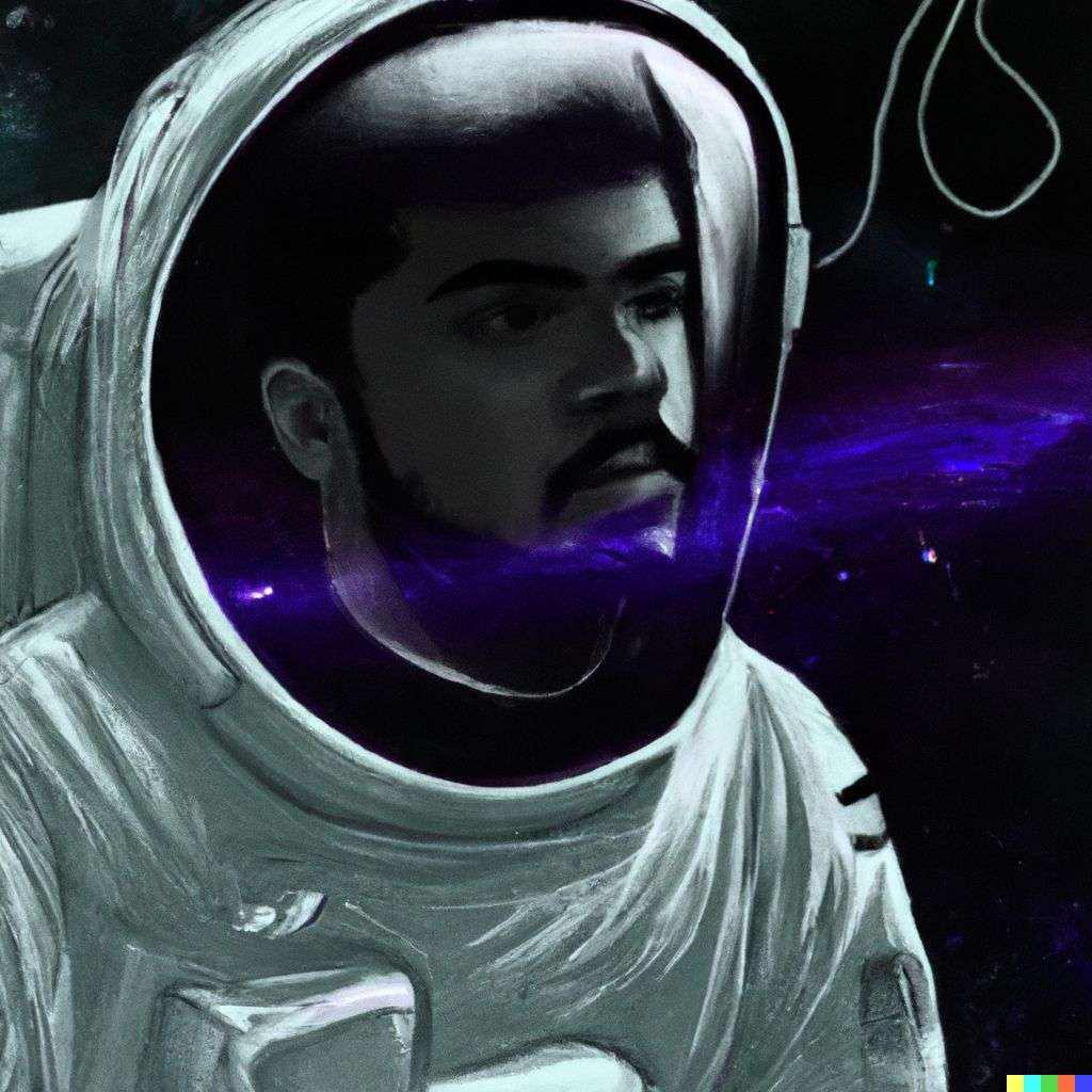 an astronaut, digital art, synthwave